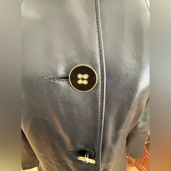 🥳🥳ST. JOHN Marie Grey Collection Leather Coat Jacket, Black - Picture 7 of 16